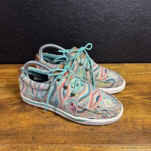 Twisted X Hooey Womens Lopers Multi Color Aztec Canvas Sneakers WHYC010 Size 6M